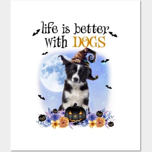 Border Collie Witch Hat Life Is Better With Dogs Halloween Posters and Art